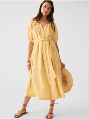Faherty Yellow Midi Dress
